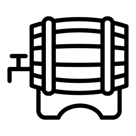 Beer barrel line icon. Cask of beer with a tap vector illustration isolated on white. Wooden keg outline style design, designed for web and app. Eps 10のイラスト素材