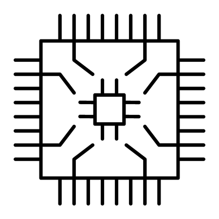Microchip thin line icon. CPU vector illustration isolated on white. Processor outline style design, designed for web and app. Eps 10のイラスト素材