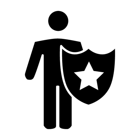 Guard solid icon. Policeman illustration isolated on white. Police officer glyph style design, designed for web and app.のイラスト素材