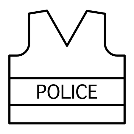 Bullet proof thin line icon. Flack jacket illustration isolated on white. Uniform outline style design, designed for web and app.のイラスト素材