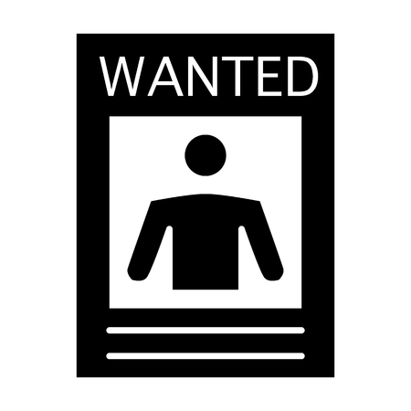 Wanted poster solid icon. Wanted criminal illustration isolated on white. Wanted paper glyph style design, designed for web and app.のイラスト素材
