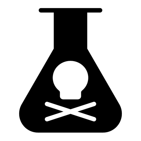 Poison bottle solid icon. Glass vector illustration isolated on white. Mensurra with poison, skull and bones glyph style design, designed for web and app.のイラスト素材