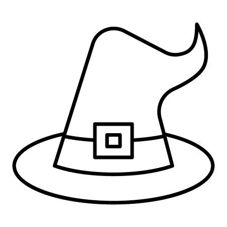 Witch hat thin line icon. Wizard hat vector illustration isolated on white. Costume outline style design, designed for web and app. Eps 10のイラスト素材