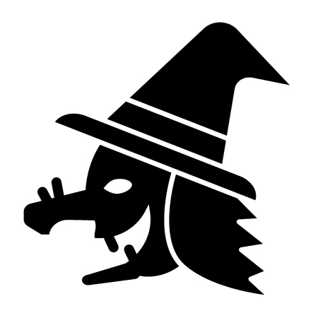Witch solid icon. Character vector illustration isolated on white. Face glyph style design, designed for web and app. Eps 10のイラスト素材