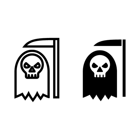 Ggrim reaper line and glyph icon. Cemetery vector illustration isolated on white. Cross outline style design, designed for web and app. Eps 10のイラスト素材