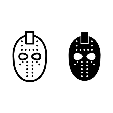 Hockey mask line and glyph icon. Goalie mask vector illustration isolated on white. Halloween mask outline style design, designed for web and appのイラスト素材