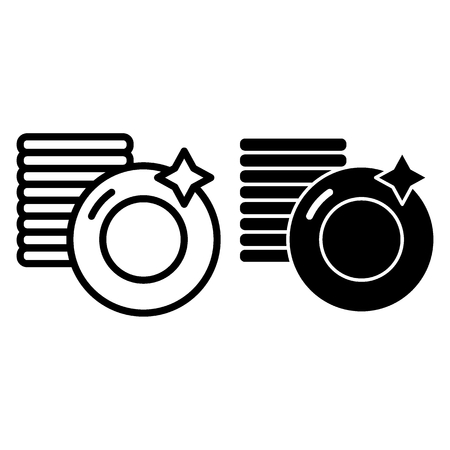 Clean plates line and glyph icon. Stack of plates vector illustration isolated on white. Utensil outline style design, designed for web and app. Eps 10のイラスト素材