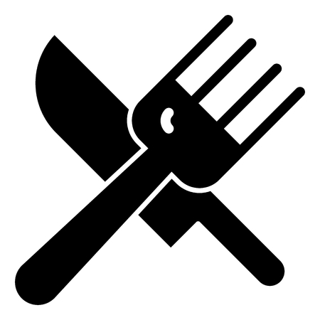 Fork and knife solid icon. Cutlery vector illustration isolated on white. Dishware glyph style design, designed for web and app. Eps 10のイラスト素材