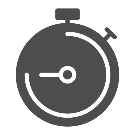 Stopwatch solid icon. Timer time vector illustration isolated on white. Chronometer glyph style design, designed for web and app. Eps 10のイラスト素材