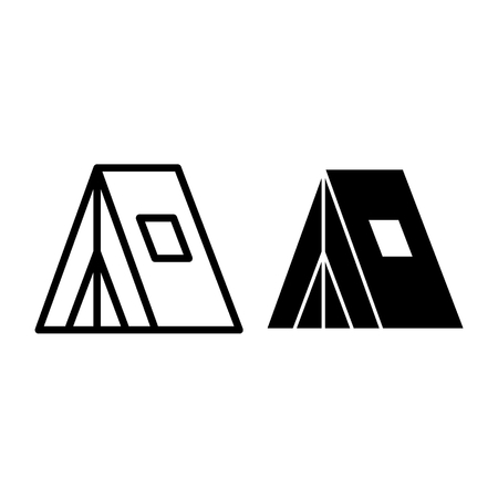 Tourist tent line and glyph icon. Camp tent vector illustration isolated on white. Camping outline style design, designed for web and app.の写真素材