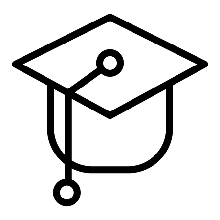 Graduation cap line icon. Hat vector illustration isolated on white. Academy cap outline style design, designed for web and app.のイラスト素材