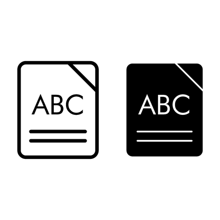 ABC book line and glyph icon. Alphabet vector illustration isolated on white. School questionnaire outline style design, designed for web and app.の写真素材