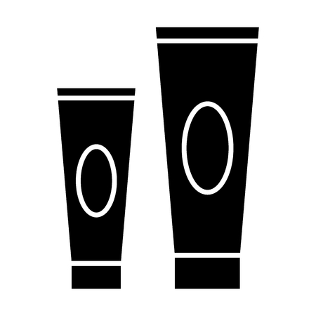 Two tubes of cream solid icon. Kit for face care illustration isolated on white. Cosmetic glyph style design, designed for web and app. Eps 10のイラスト素材