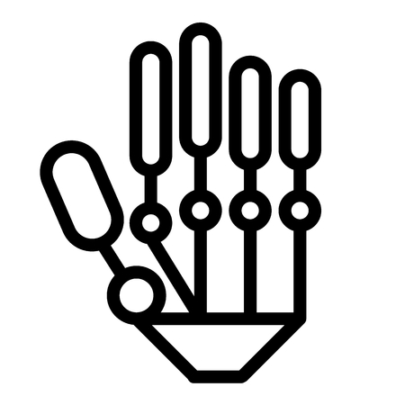 Mechanical hand line icon. Modern robot hand vector illustration isolated on white. Cyber arm outline style design, designed for web and app. Eps 10のイラスト素材