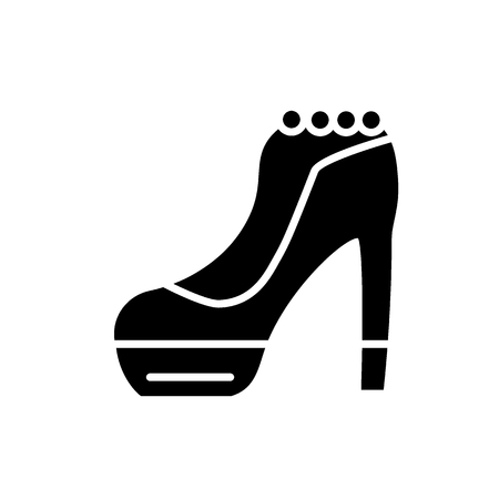 High heel shoe solid icon. Elegant woman shoe vector illustration isolated on white. Footwear glyph style design, designed for web and appのイラスト素材