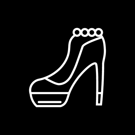High heel shoe line icon. Elegant woman shoe vector illustration isolated on black. Footwear outline style design, designed for web and app.のイラスト素材
