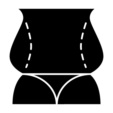 Female back fat figure solid icon. Obesity woman body vector illustration isolated on white. Overweight girl glyph style design, designed for web and appの写真素材