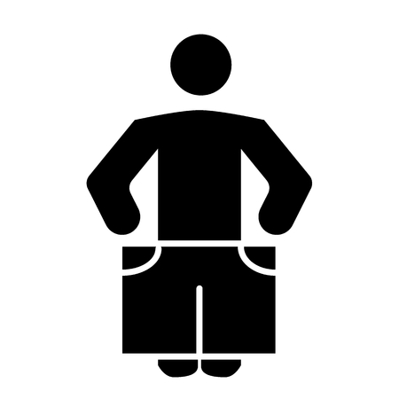 Slim person ib big shorts solid icon. Weight loss vector illustration isolated on white. Human slim figure glyph style design, designed for web and app.の写真素材
