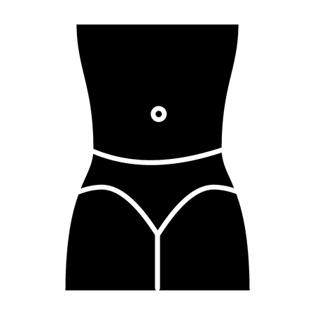 Women waist solid icon. Female in panties vector illustration isolated on white. Woman slim body glyph style design, designed for web and app.の写真素材