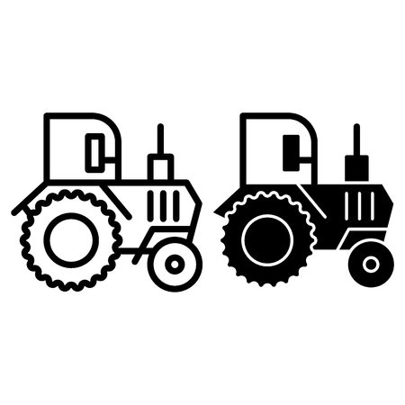 Tractor line and glyph icon. Agronomy vector illustration isolated on white. Agricultural outline style design, designed for web and app.のイラスト素材