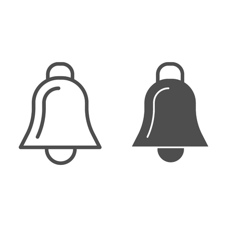 Bell line and glyph icon. Handbell vector illustration isolated on white. Christmas decoration outline style design, designed for web and app.の写真素材