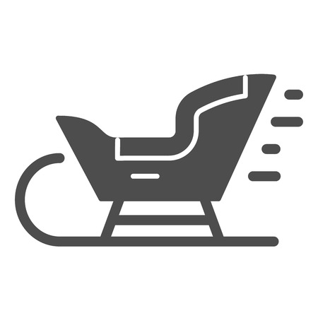 Sled solid icon. Santa sledge vector illustration isolated on white. Christmas sled glyph style design, designed for web and app.の写真素材