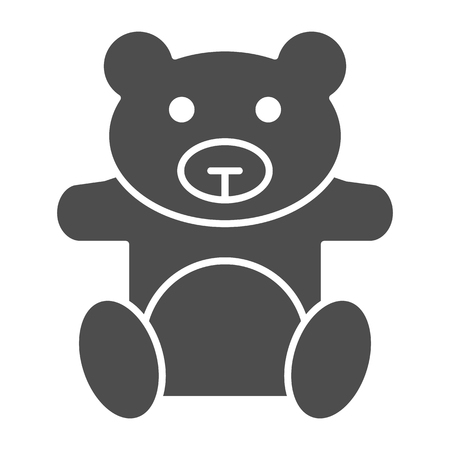 Teddy bear solid icon. Plush toy vector illustration isolated on white. Soft toy glyph style design, designed for web and app.の写真素材