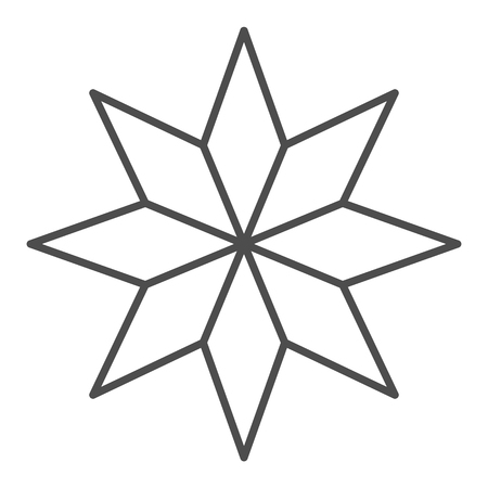 Eight-pointed star thin line icon. Christmas tree star vector illustration isolated on white. Xmas decoration outline style design, designed for web and app.の写真素材