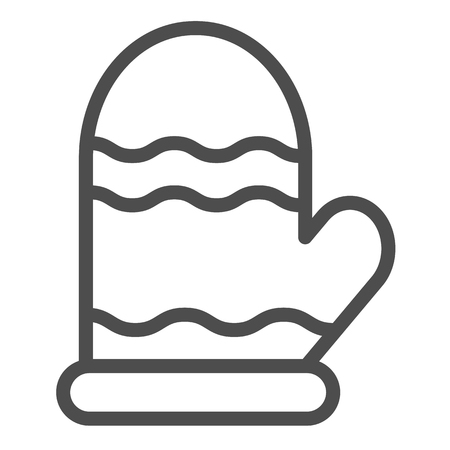 Mitten line icon. Glove vector illustration isolated on white. Winter clothing outline style design, designed for web and app.の写真素材