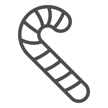 Christmas candy line icon. Hook shaped lollipop vector illustration isolated on white. Stripped candy cane outline style design, designed for web and app.の写真素材