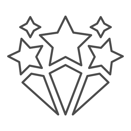 Fireworks thin line icon. Celebration vector illustration isolated on white. Festive firework outline style design, designed for web and app.の写真素材