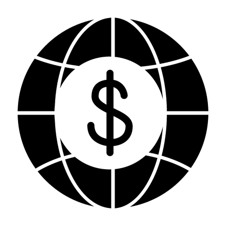 Globe and dollar solid icon. Global finance vector illustration isolated on white. Economy glyph style design, designed for web and app.のイラスト素材