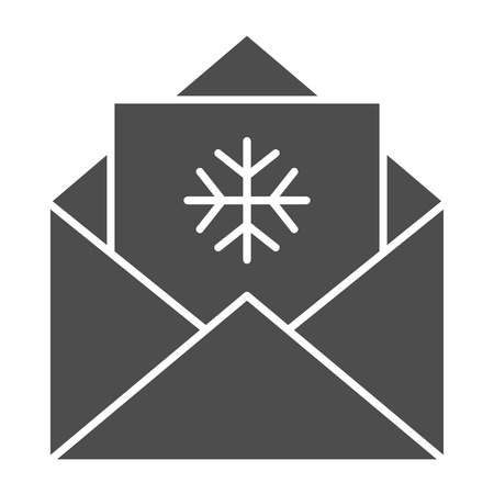 Letter to Santa Claus solid icon. Cristmas envelope vector illustration isolated on white. Good wishes glyph style design, designed for web and app. Eps 10のイラスト素材