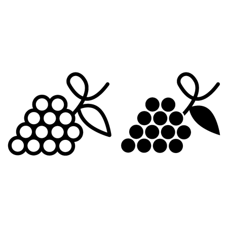 Grapes line and glyph icon. Wine vector illustration isolated on white. Fruit outline style design, designed for web and appの写真素材