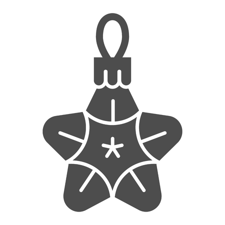 Christmas toy star solid icon. Tree toy vector illustration isolated on white. Xmas decoration glyph style design, designed for web and app.のイラスト素材