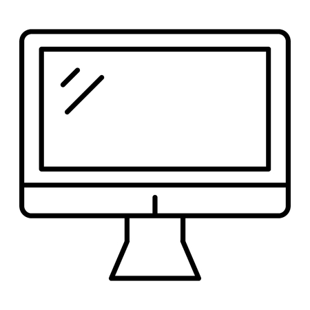 Computer monitor thin line icon. Screen vector illustration isolated on white. Display outline style design, designed for web and app.のイラスト素材