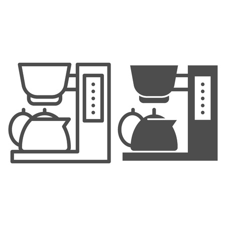 Coffee maker line and glyph icon. Coffee machine vector illustration isolated on white. Equipment outline style design, designed for web and app.のイラスト素材