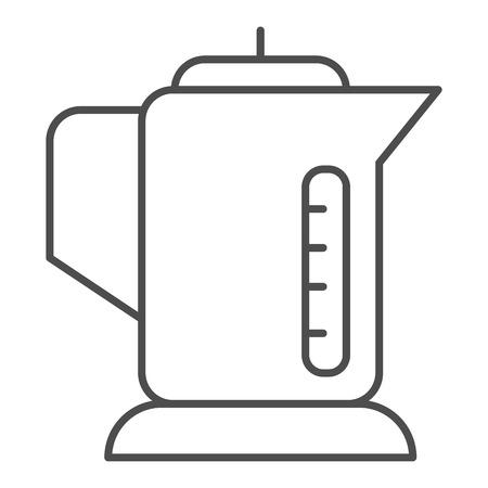 Electric kettle thin line icon. Utensil vector illustration isolated on white. Teapot outline style design, designed for web and appのイラスト素材
