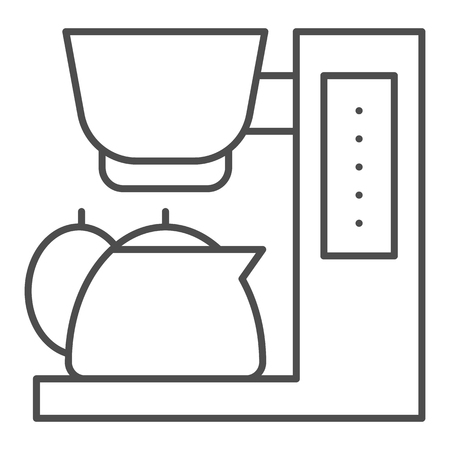 Coffee maker thin line icon. Coffee machine vector illustration isolated on white. Equipment outline style design, designed for web and appのイラスト素材