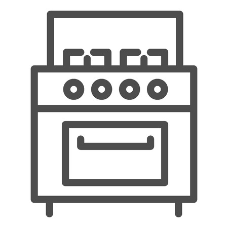 Cooker line icon. Stove vector illustration isolated on white. Appliance outline style design, designed for web and app. Eps 10のイラスト素材