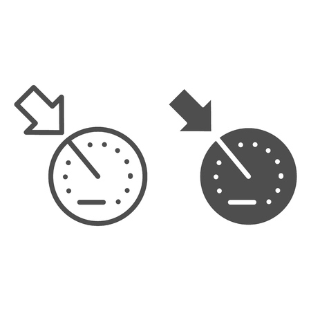 Cruise control line and glyph icon. Car dashboard vector illustration isolated on white. Automobile dial outline style design, designed for web and app.のイラスト素材