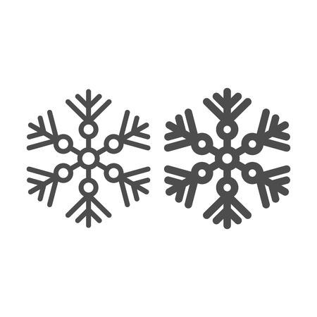 Snowflake line and glyph icon. Snow vector illustration isolated on white. Crystal outline style design, designed for web and app. Eps 10のイラスト素材