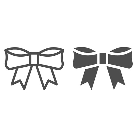 Bow line and glyph icon. Knot vector illustration isolated on white. Ribbon bow outline style design, designed for web and app. Eps 10のイラスト素材