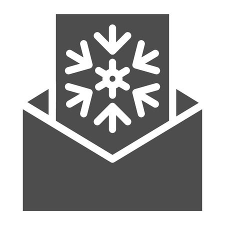 Letter to Santa Claus solid icon. Envelope vector illustration isolated on white. Christmas postcard glyph style design, designed for web and app. Eps 10のイラスト素材