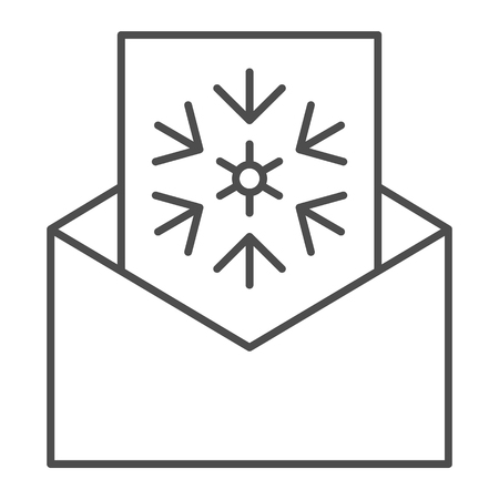 Letter to Santa Claus thin line icon. Envelope vector illustration isolated on white. Christmas postcard outline style design, designed for web and app. Eps 10のイラスト素材