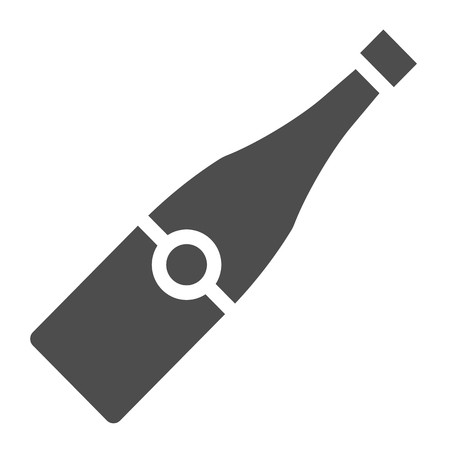 Champagne bottle solid icon. Alcohol vector illustration isolated on white. Wine glyph style design, designed for web and app. Eps 10のイラスト素材