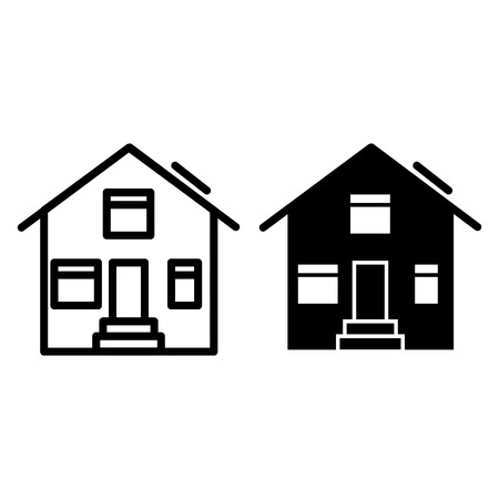 Suburban house line and glyph icon. House exterior vector illustration isolated on white. Cottage outline style design, designed for web and app. Eps 10のイラスト素材