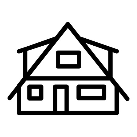 Modern cottage line icon. Small house vector illustration isolated on white. Rural lodge outline style design, designed for web and app.のイラスト素材