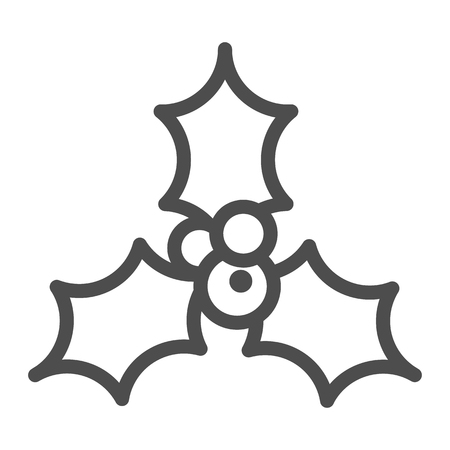 Holly berry line icon. Christmas decoration vector illustration isolated on white. Holly berries outline style design, designed for web and app. Eps 10のイラスト素材