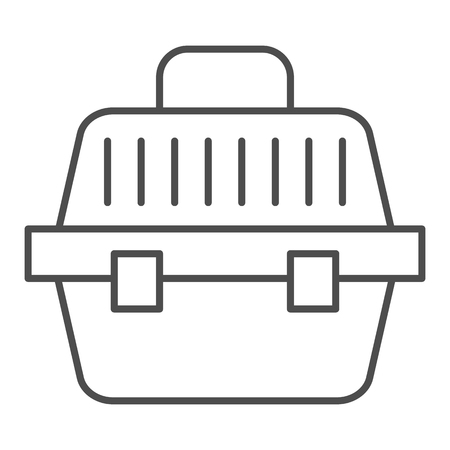 Animal carrier thin line icon. Pet basket vector illustration isolated on white. Animal portable basket outline style design, designed for web and app. Eps 10のイラスト素材